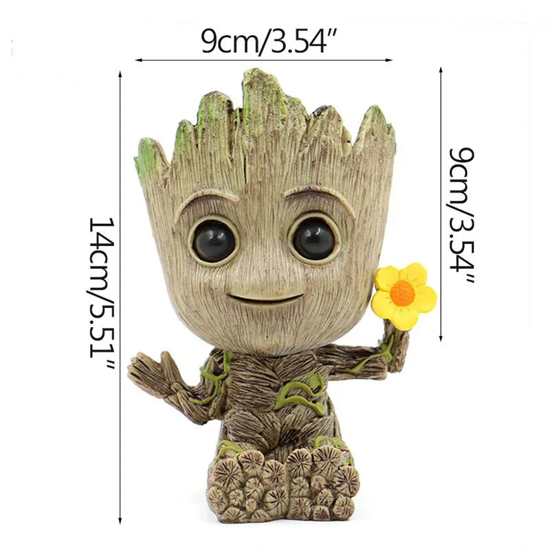 Fashion Decoration Personality Anime Character Groot Flower Ornament Baby Tree Man Figurine Office Desk Decor Miniature Model